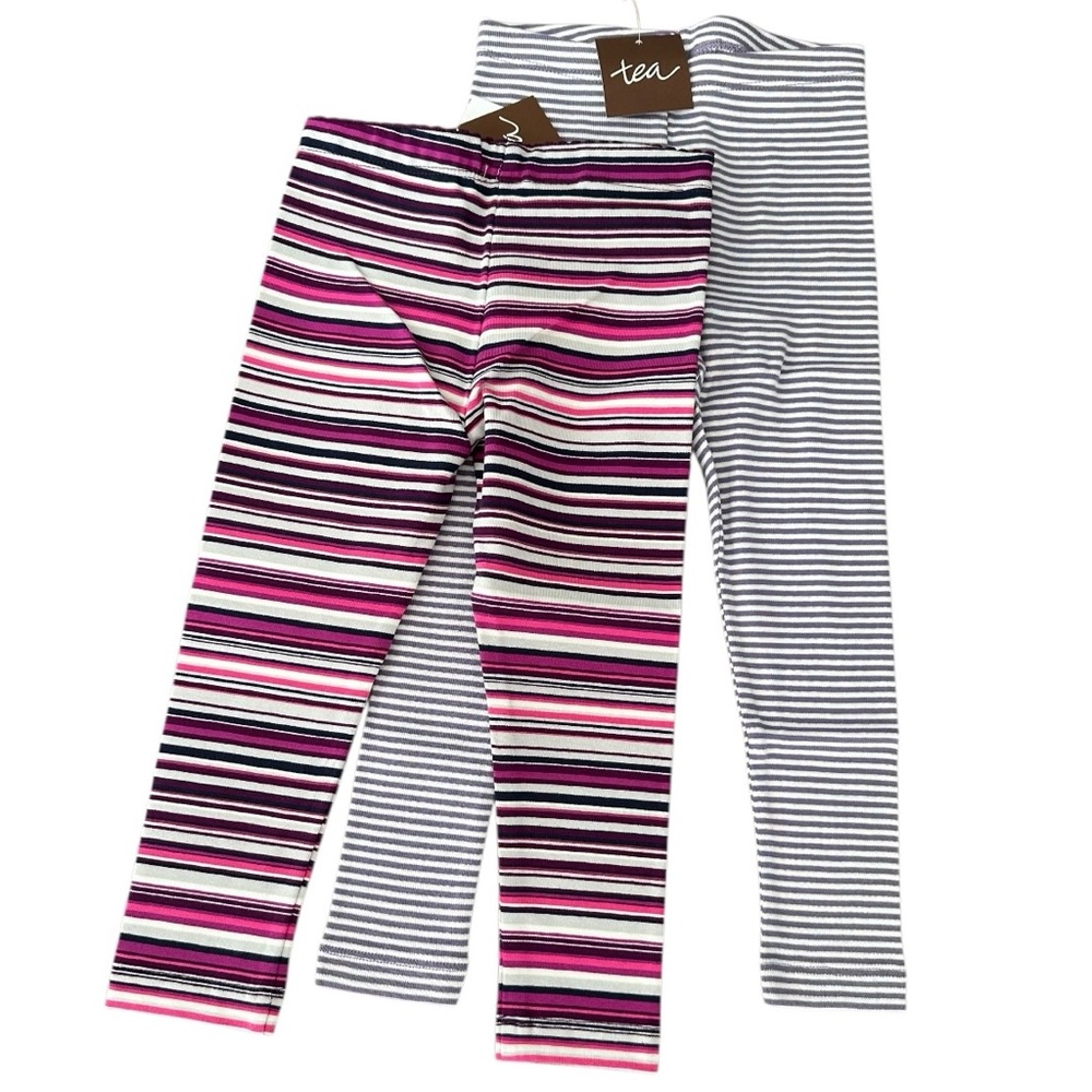 Tea Sz 18-24mos. NWT BUNDLE 2 pr Striped Baby Leggings.